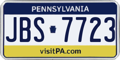 PA license plate JBS7723
