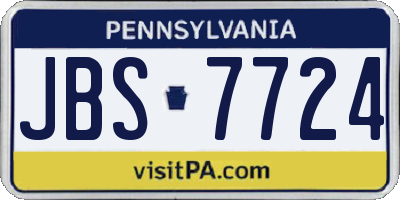 PA license plate JBS7724