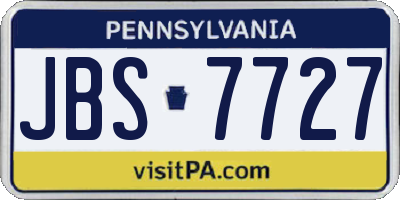 PA license plate JBS7727