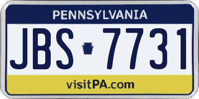 PA license plate JBS7731