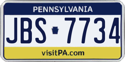 PA license plate JBS7734