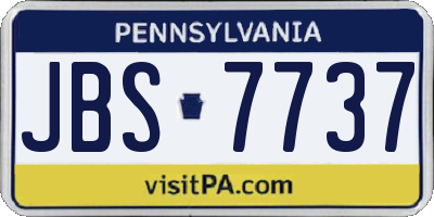 PA license plate JBS7737