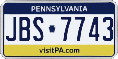 PA license plate JBS7743