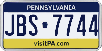 PA license plate JBS7744
