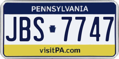PA license plate JBS7747