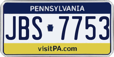 PA license plate JBS7753