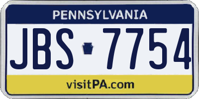 PA license plate JBS7754
