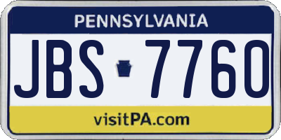PA license plate JBS7760
