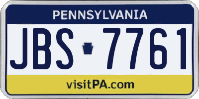 PA license plate JBS7761