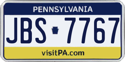 PA license plate JBS7767