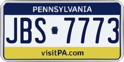 PA license plate JBS7773