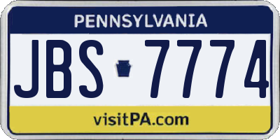 PA license plate JBS7774