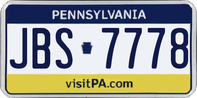 PA license plate JBS7778