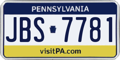 PA license plate JBS7781