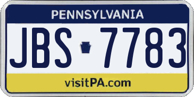 PA license plate JBS7783