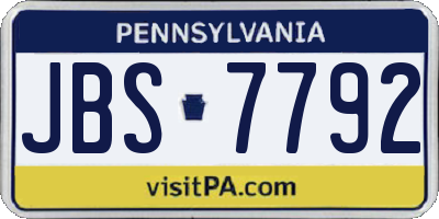 PA license plate JBS7792