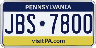 PA license plate JBS7800