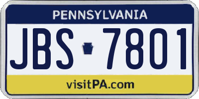 PA license plate JBS7801