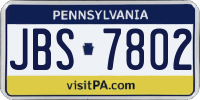 PA license plate JBS7802