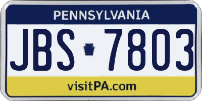 PA license plate JBS7803