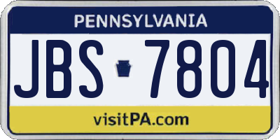PA license plate JBS7804