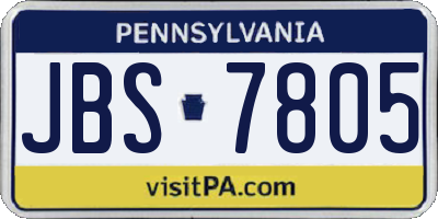 PA license plate JBS7805