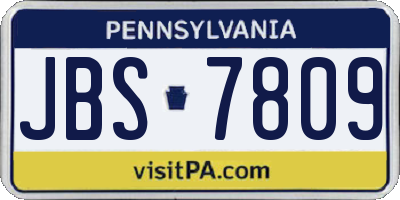 PA license plate JBS7809