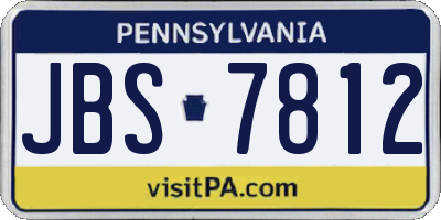 PA license plate JBS7812