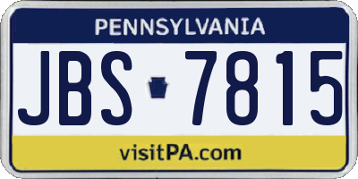 PA license plate JBS7815