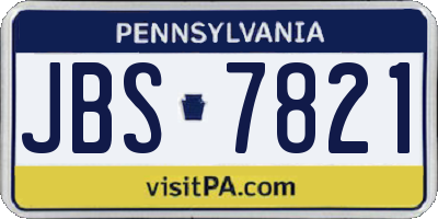 PA license plate JBS7821