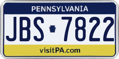 PA license plate JBS7822