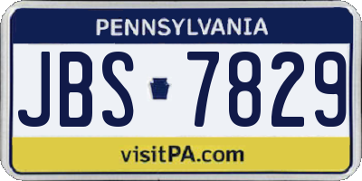 PA license plate JBS7829