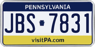 PA license plate JBS7831