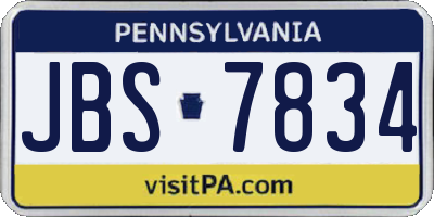 PA license plate JBS7834