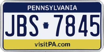 PA license plate JBS7845
