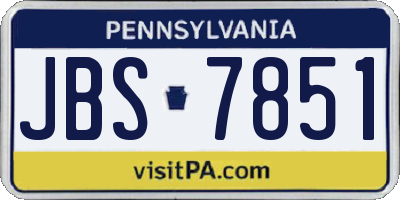 PA license plate JBS7851