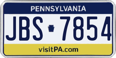 PA license plate JBS7854