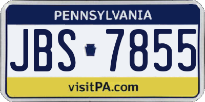 PA license plate JBS7855