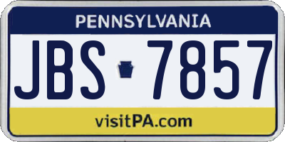 PA license plate JBS7857