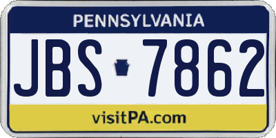 PA license plate JBS7862