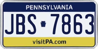 PA license plate JBS7863