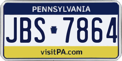 PA license plate JBS7864