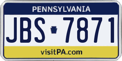 PA license plate JBS7871