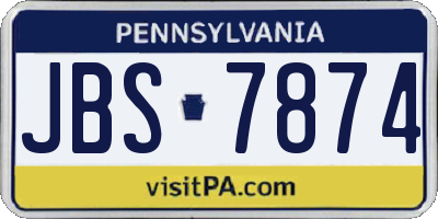 PA license plate JBS7874
