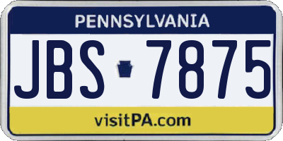 PA license plate JBS7875