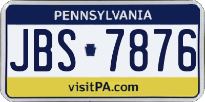 PA license plate JBS7876