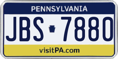PA license plate JBS7880