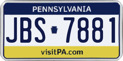 PA license plate JBS7881