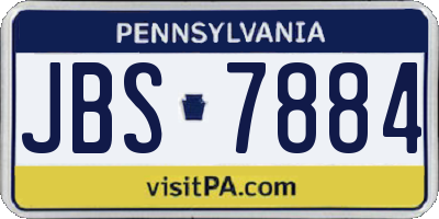 PA license plate JBS7884