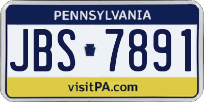 PA license plate JBS7891